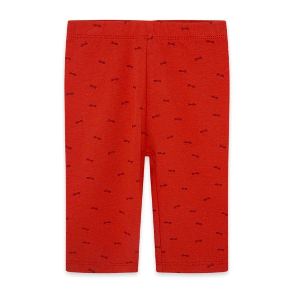 Cozy Red Patterned Kids Leggings With Fish Print